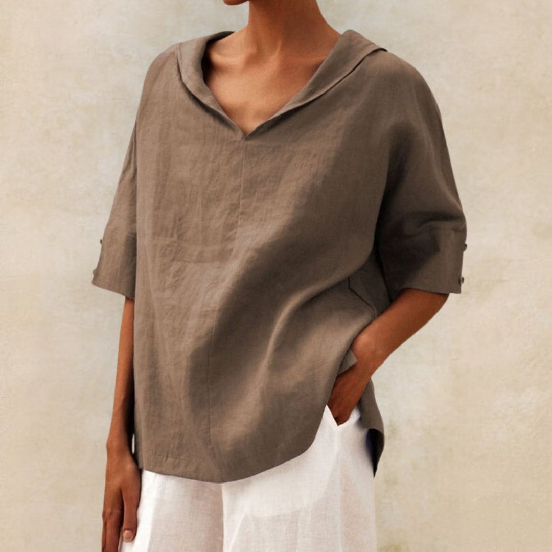 Comfortabel en stijlvol dames V-hals overhemd. Een must-have casual top voor elke vrouw.