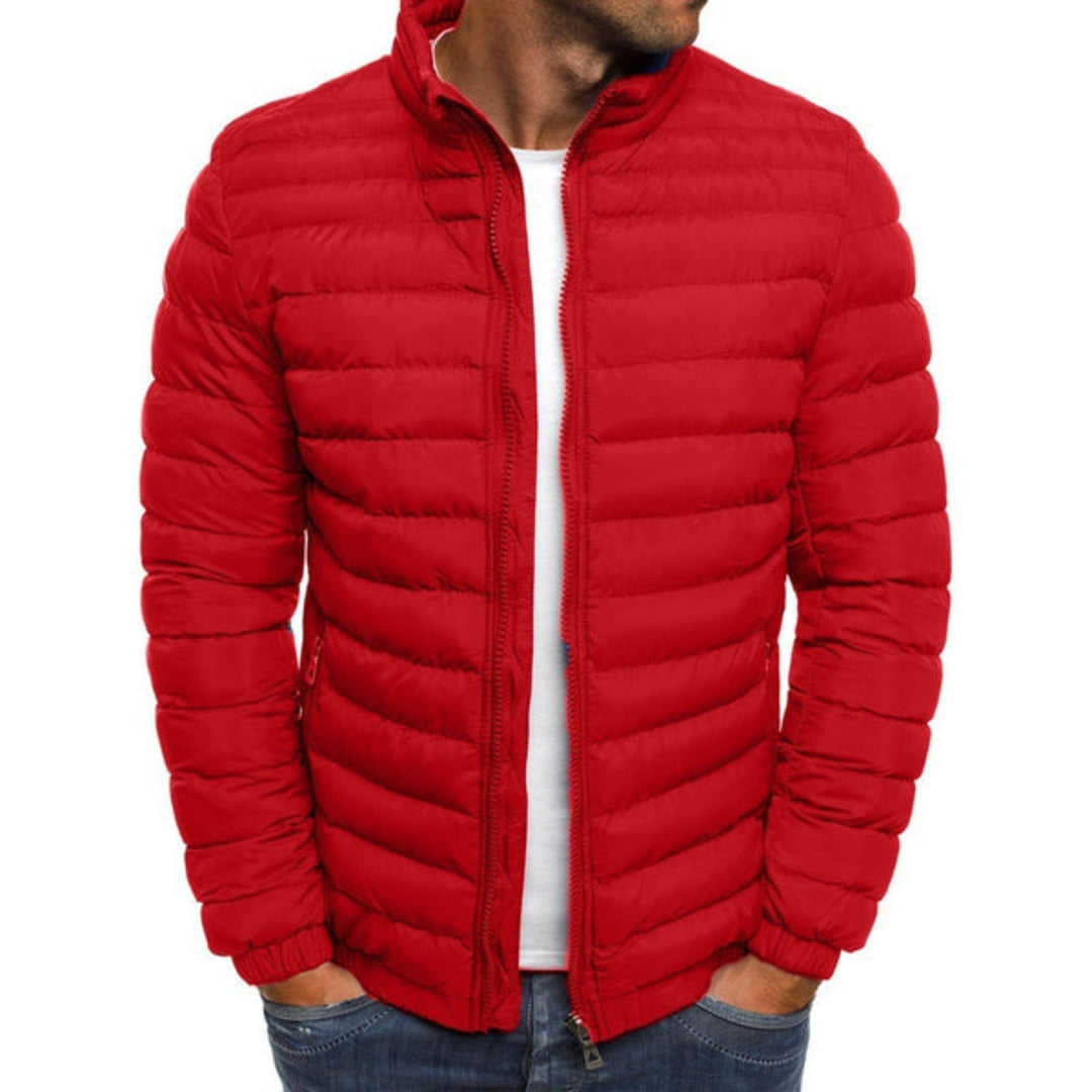 Stijlvol heren donsjack, warm pufferjack voor winter. Comfortabele bovenkleding voor de moderne man.