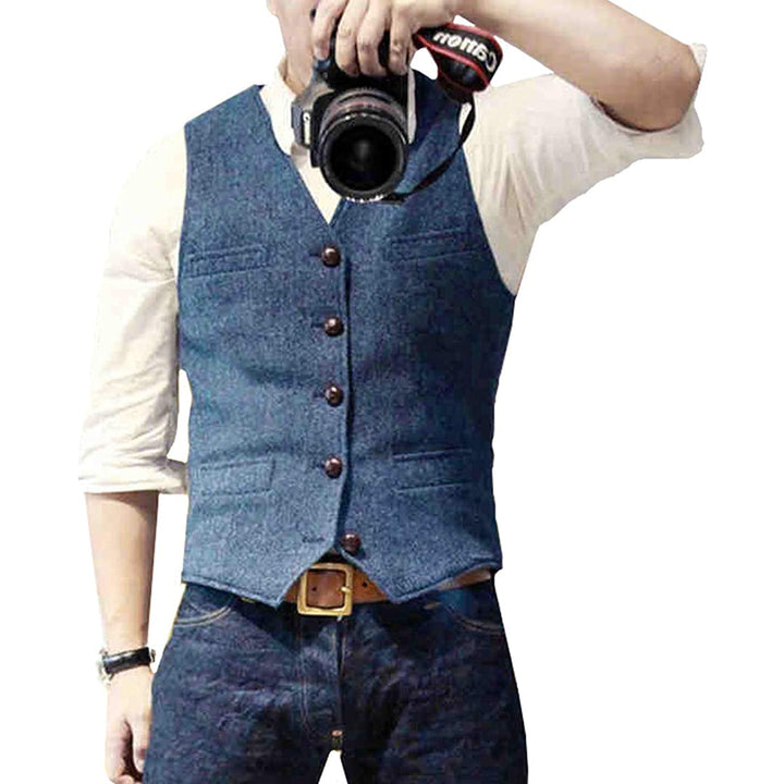 Stijlvol heren gilet, klassiek ontwerp, perfect voor zakelijk casual en elegante herfstmode.