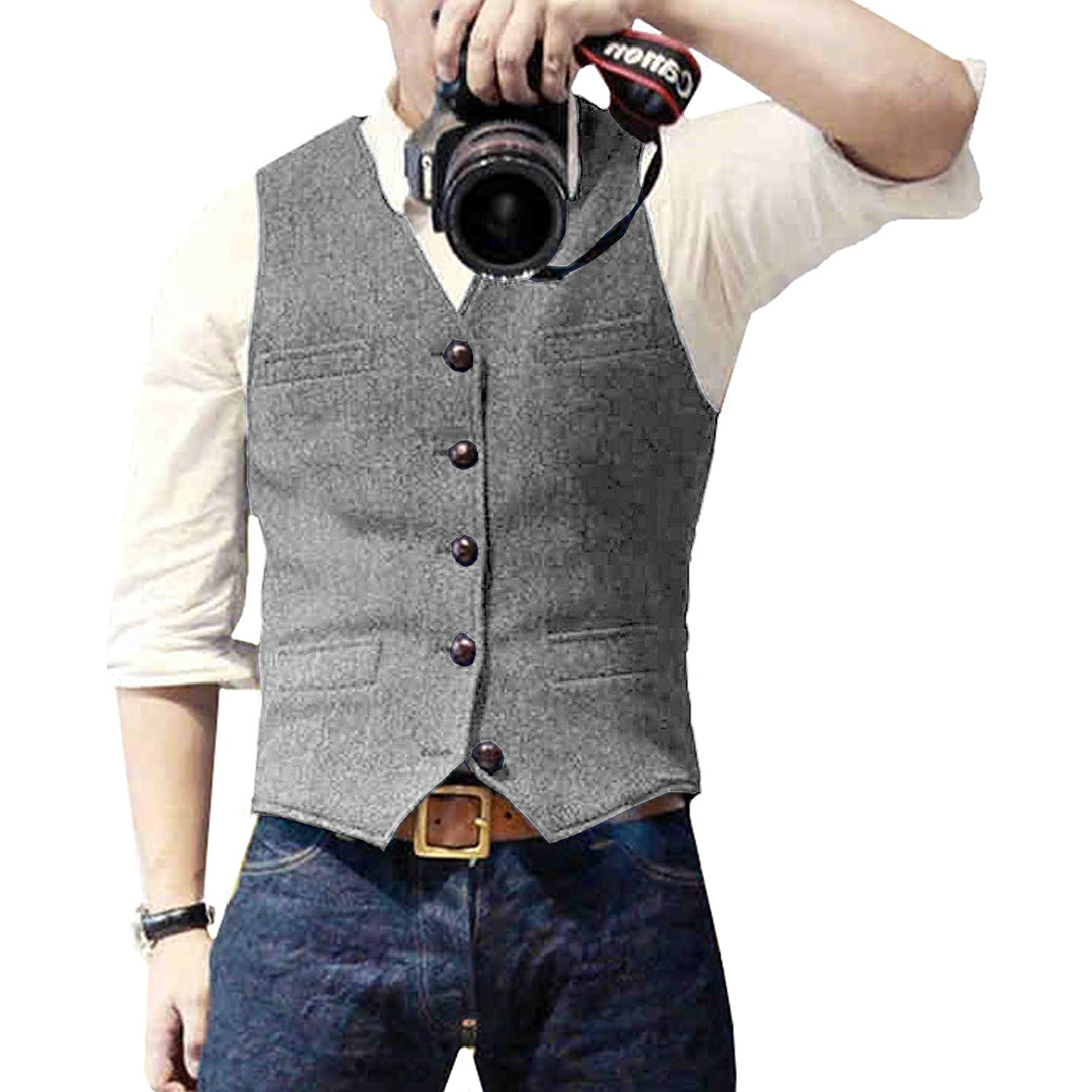 Opgevouwen heren gilet, tijdloze herfst mode bovenkleding, veelzijdig en elegant voor elke gelegenheid.