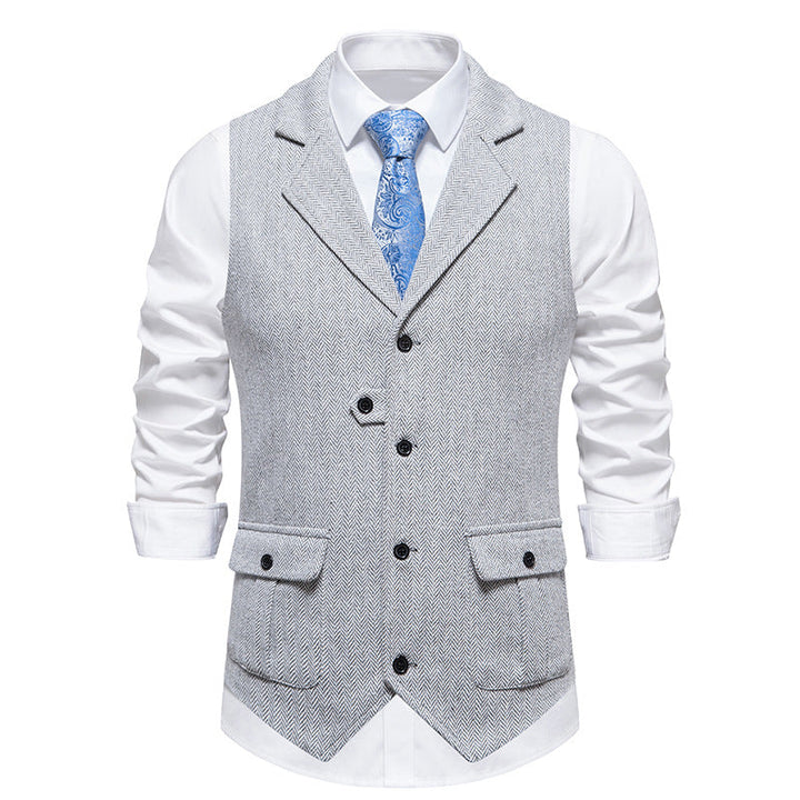 Formeel herenvest, ideaal voor zakelijke bijeenkomsten of chique evenementen. Dit klassieke gilet is stijlvol en tijdloos.