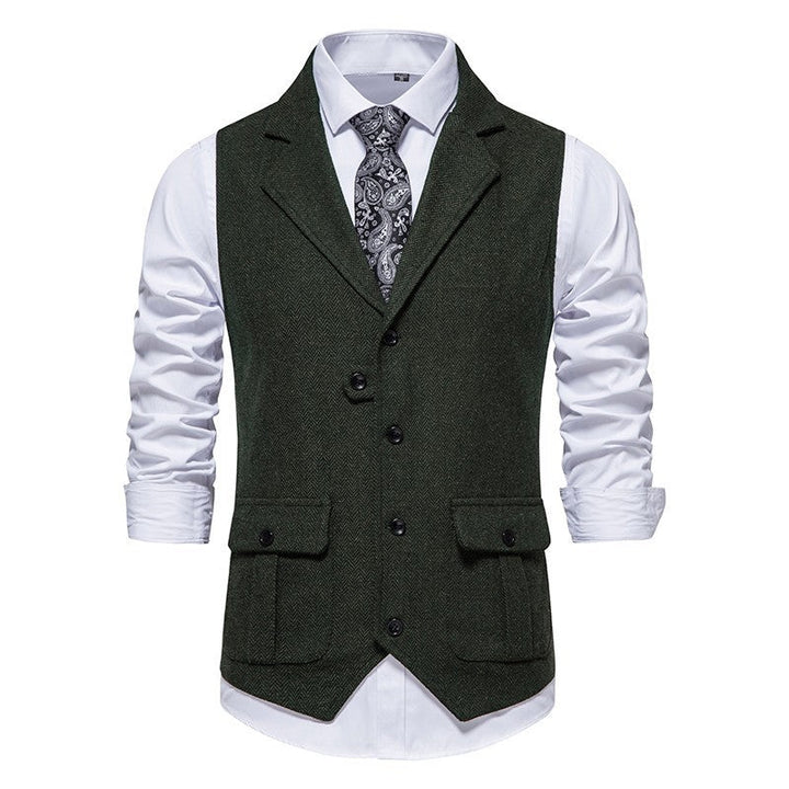 Elegant heren gilet met vintage knoopsluiting, een stijlvolle aanvulling op zowel casual als formele herenmode.