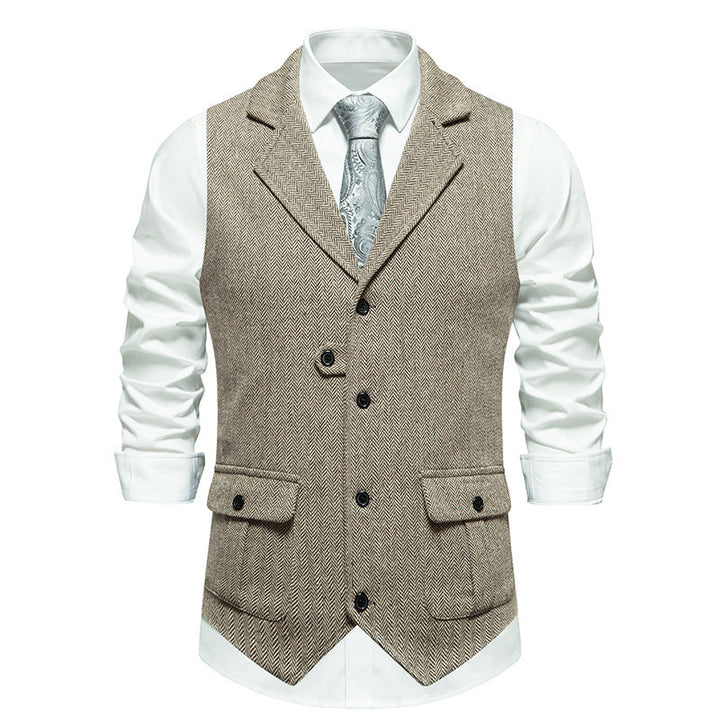 Klassiek heren gilet vest met tijdloos design en praktische knoopsluiting. Dit stijlvolle gilet is een essentieel kledingstuk.