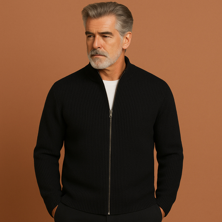 Warm gebreid herenvest met rits, premium kwaliteit en zacht voor zowel casual als zakelijke herenmode.