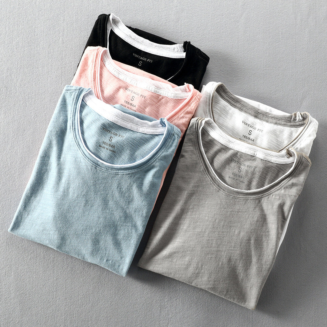 Zacht en ademend heren T-shirt met vintage fit en ronde hals. Perfect voor de zomer en dagelijks comfort.