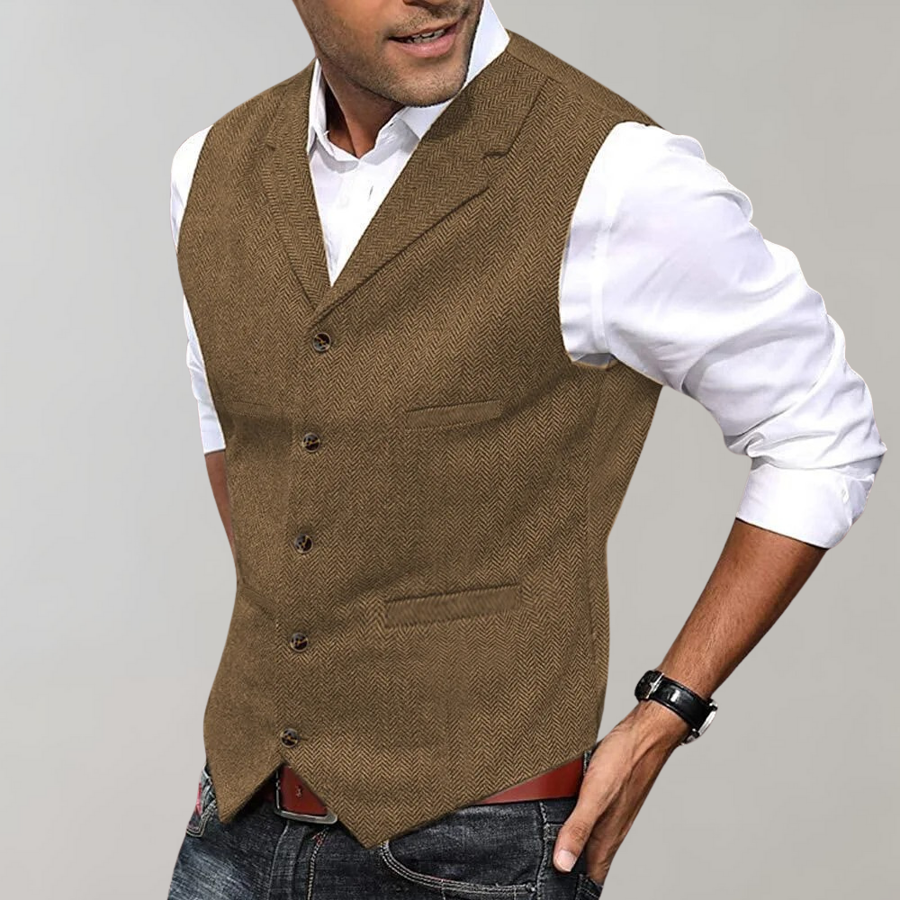 Veelzijdig heren vest met omgeslagen hals, perfect voor zowel casual als zakelijke gelegenheden.