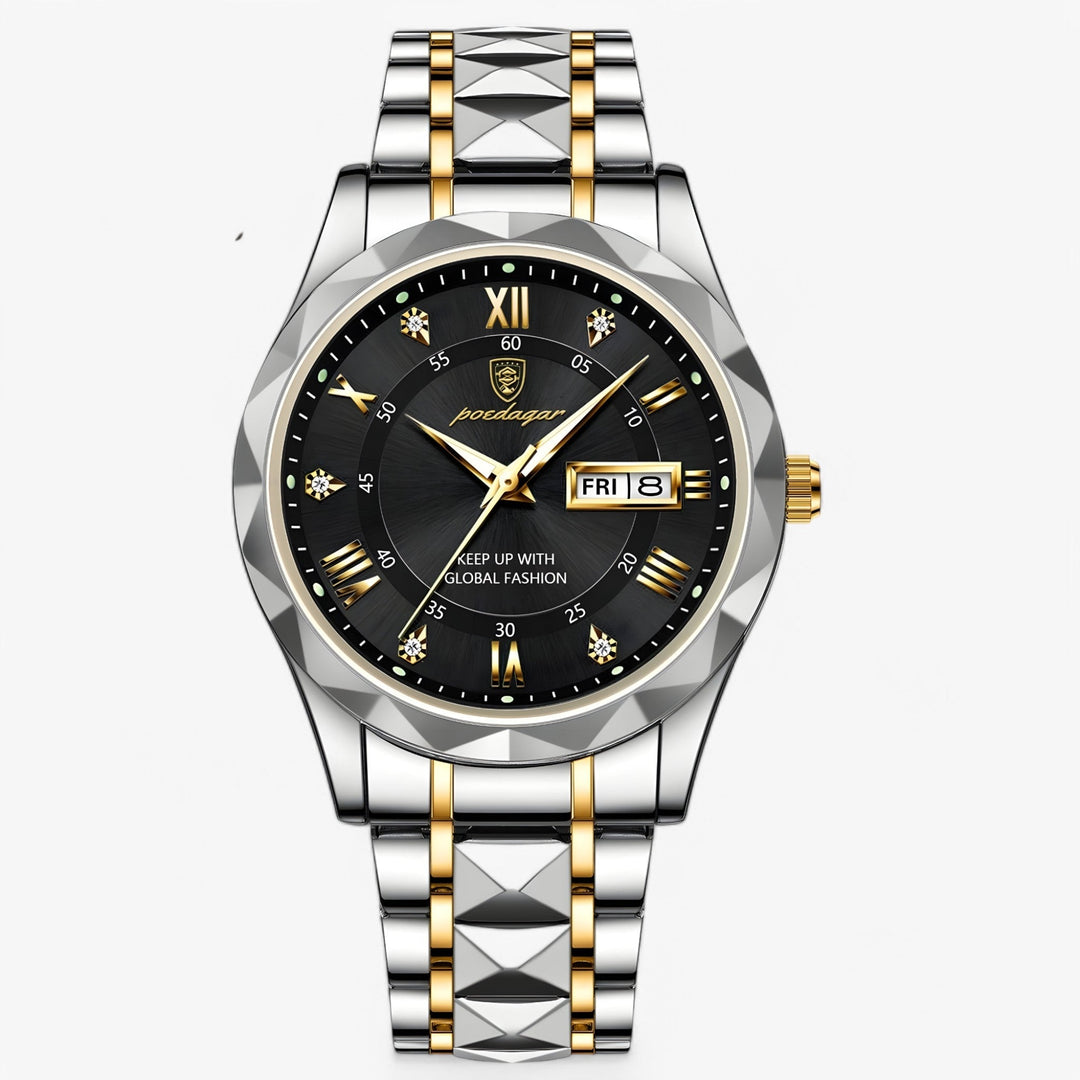Hoogwaardig herenhorloge met quartz uurwerk, waterbestendig. Elegant accessoire man.