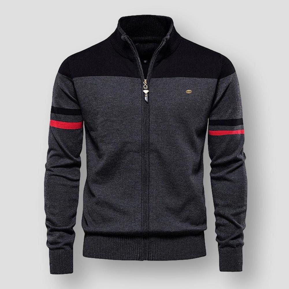Trendy herenvest met opvallende kleurblokken en praktische ritssluiting, perfect voor elke gelegenheid.
