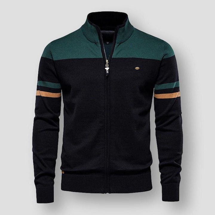 Modern heren vest met stijlvolle kleurblokken, ritssluiting; een comfortabele toevoeging aan je laagjes look.