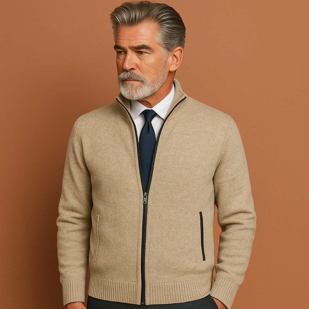 Stijlvol herenvest met rits en opstaande kraag, ideaal voor casual lente- en herfstlooks. Comfortabel heren kledingstuk.