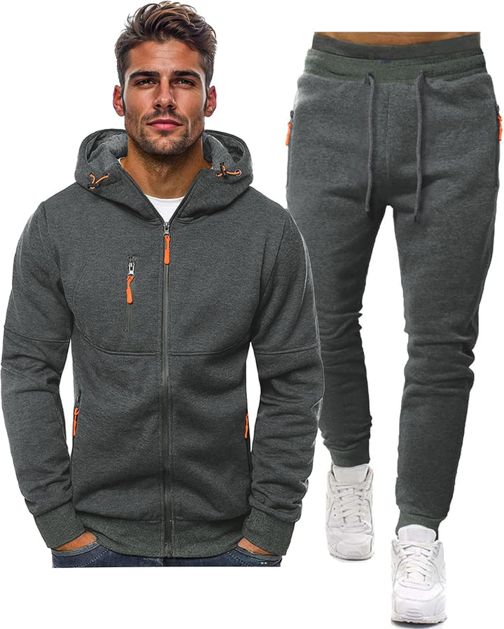 "Stijlvol Jamie trainingspak heren: ademend, grijs/slim-fit pullover en broek, ideaal voor sport en casual wear."