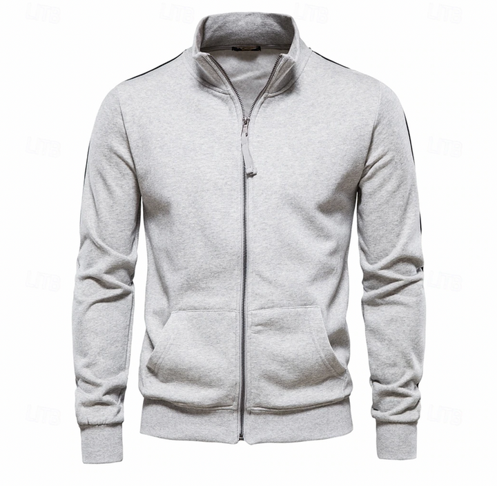 Comfortabel heren ritsvest met hoge kraag, perfect als overgangsjas voor dagelijkse, veelzijdige outfits.