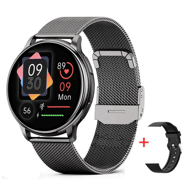 "Stijlvol SmartPulse gezondheidsmonitor horloge met touchscreen en verstelbare band, rosé goud afwerking, IP68 waterbestendig