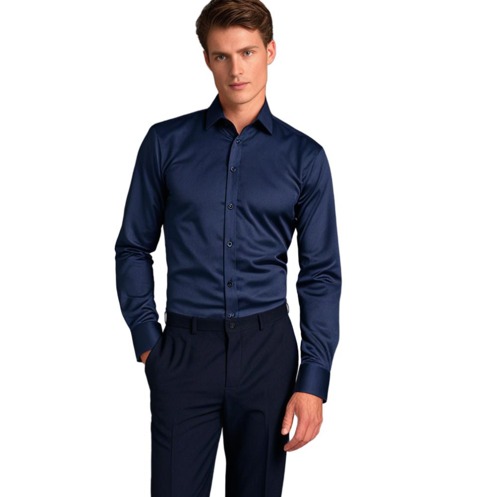 "Stijlvol Teddy Stretch Overhemd Heren met comfortabele pasvorm, verkrijgbaar in diverse zomerse kleuren zoals lichtblauw en 
