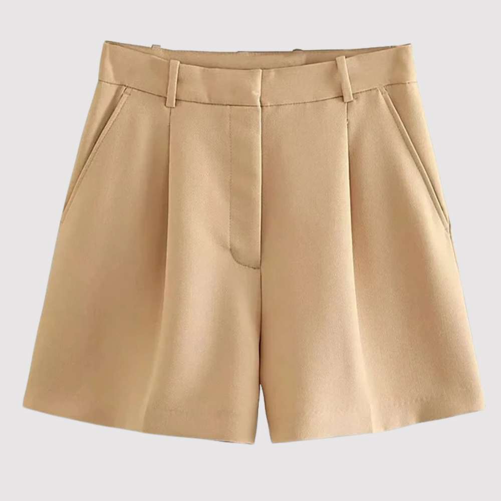 Modieuze roze dames korte broek met hoge taille, regular fit. Ideaal voor zonnige dagen en comfortabel.
