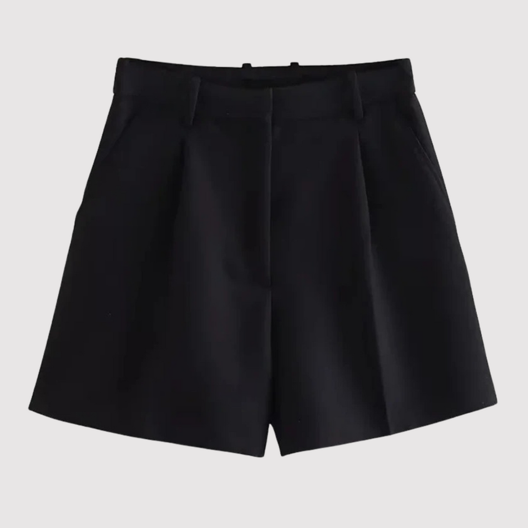 Casual zwarte dames korte broek met hoge taille. Veelzijdig en modieus voor warme dagen.