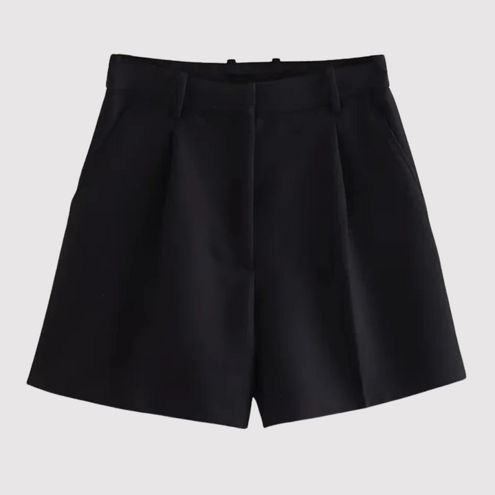 Casual zwarte dames korte broek met hoge taille. Veelzijdig en modieus voor warme dagen.
