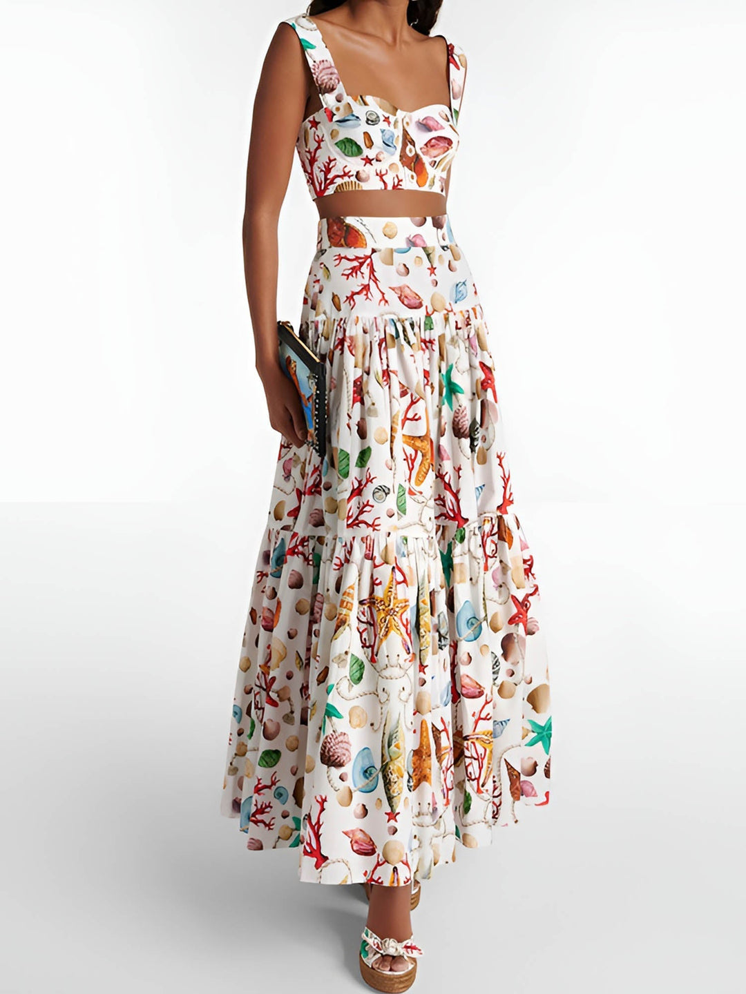 Stijlvolle dames plissé set met comfortabele geplooide rok en bijpassende top, ideaal voor zomer en lente.