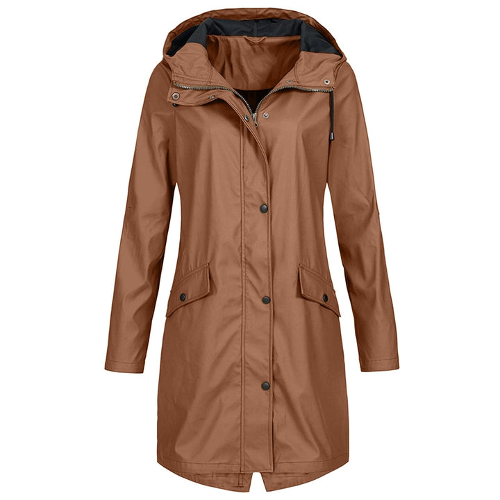 Comfortabele waterdichte dames regenjas, winddicht, lange mouwen, perfecte beschermende jas voor buiten.