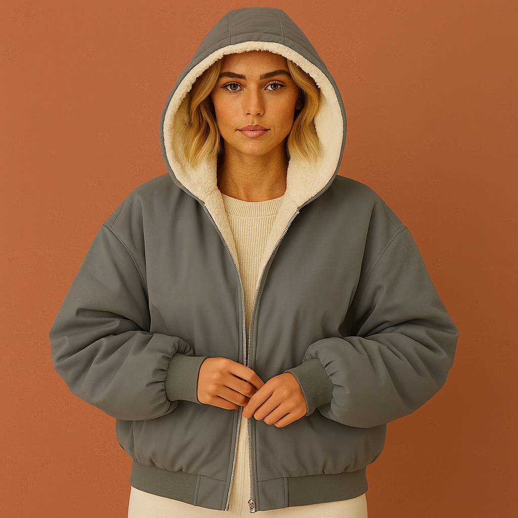 Stijlvolle dames winterjas met capuchon en ritssluiting voor optimale warmte en comfort tijdens koude dagen.