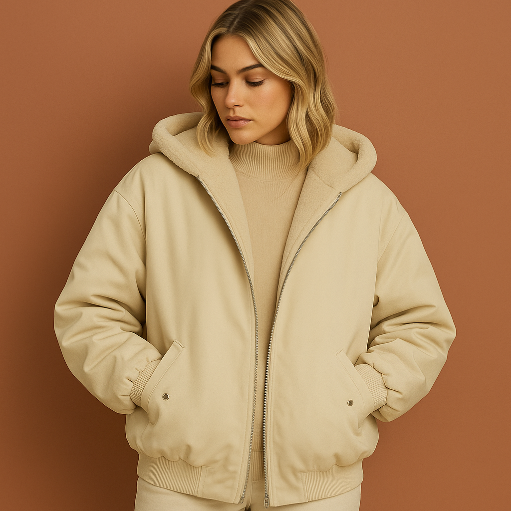 Modieuze dames winterjas met capuchon en rits; ideale bovenkleding die warmte en stijl combineert voor elke vrouw.