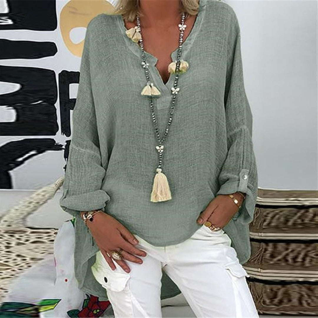 Stijlvolle damesblouse met losse pasvorm voor comfort en een natuurlijke zomerse look, perfect voor vrije tijd.