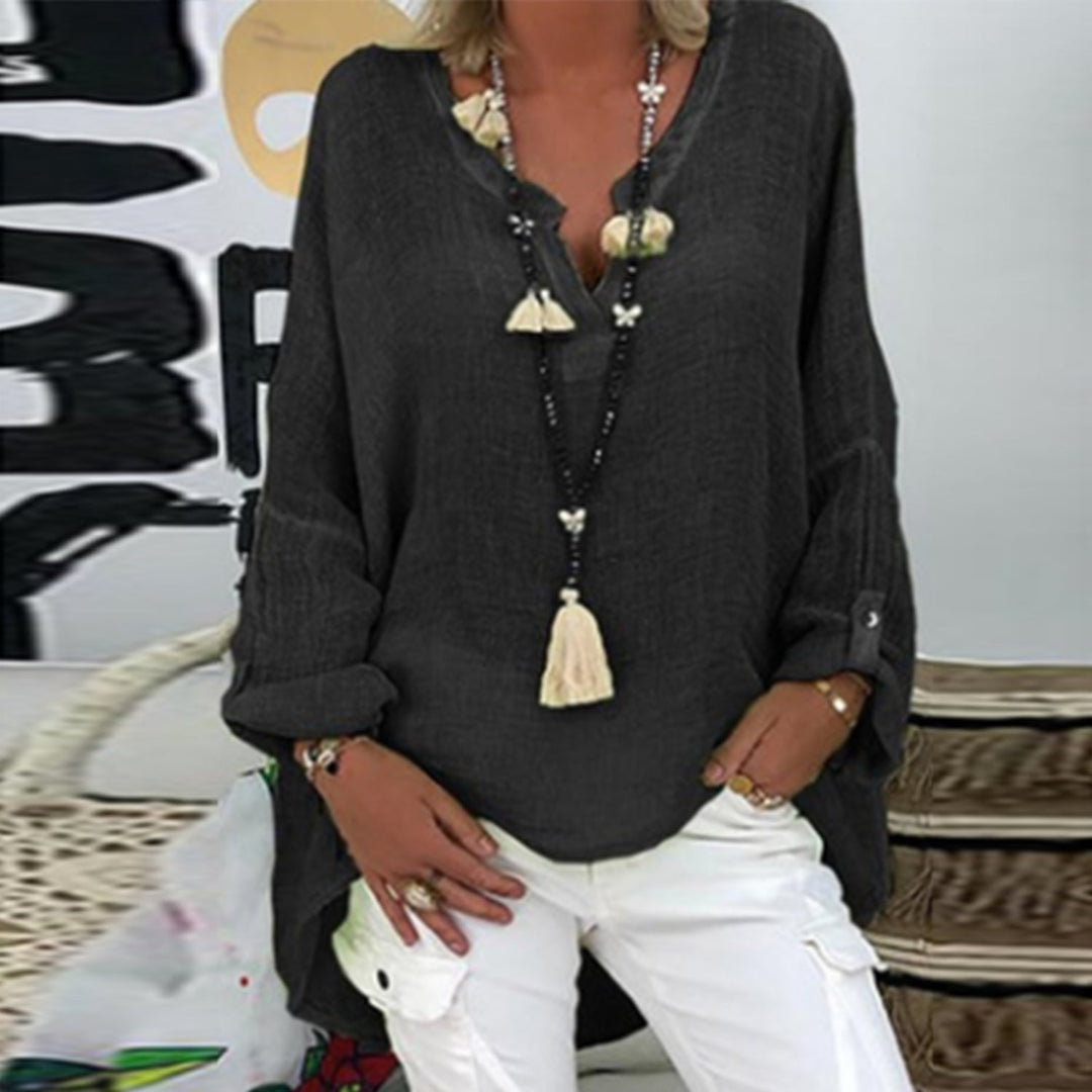 Comfortabele damesblouse voor een natuurlijke en stijlvolle look, ideaal als zomerse vrijetijdskleding voor vrouwen.