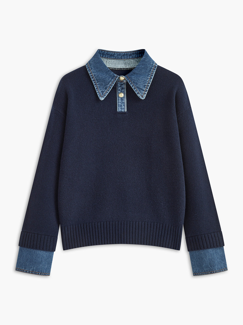 Comfortabele damestrui met geïntegreerde overhemdkraag, ideaal voor herfst- en wintermode.