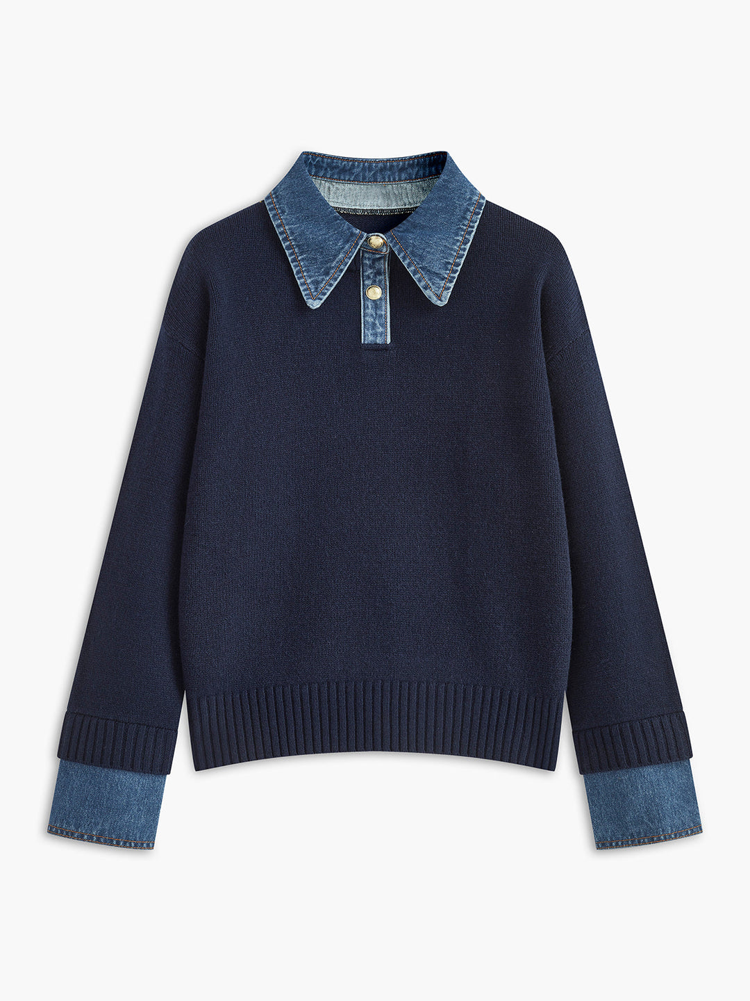 Comfortabele damestrui met geïntegreerde overhemdkraag, ideaal voor herfst- en wintermode.