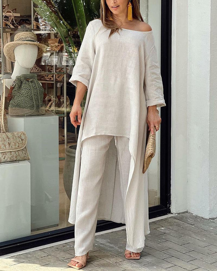 Complete dames comfortset: stijlvol en veelzijdig. Deze casual zomerkleding is ideaal voor ontspannen momenten.