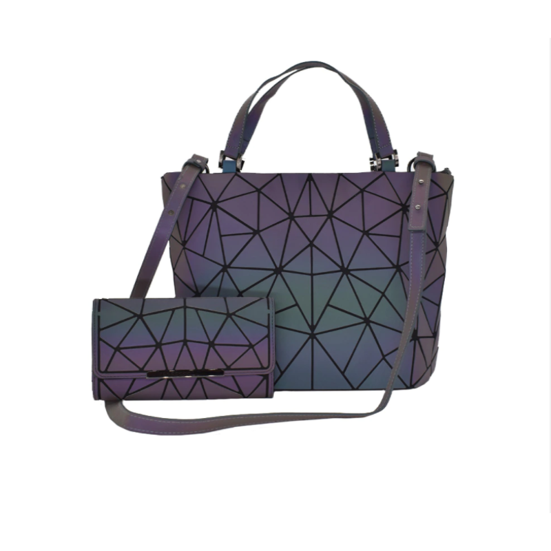 Stoere Gina geometrische damestas met dynamisch lichtgevend patroon. Een trendy en opvallende accessoire.