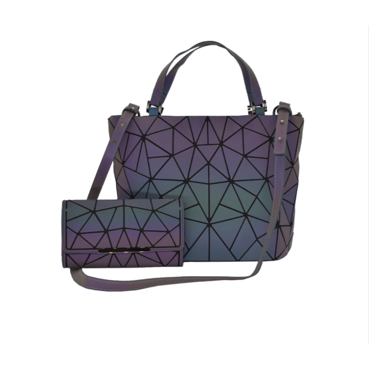 Stoere Gina geometrische damestas met dynamisch lichtgevend patroon. Een trendy en opvallende accessoire.