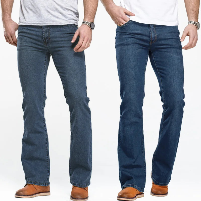 Stijlvolle heren bootcut jeans, perfect voor een casual maar modieuze look. Tijdloze herenmode.