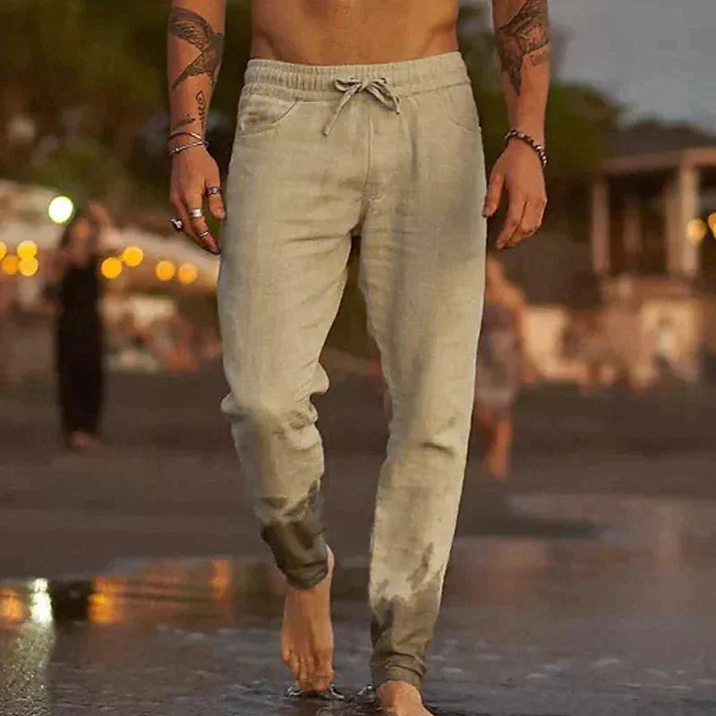 Comfortabele heren vrijetijdsbroek met relaxte pasvorm en elastische taille, perfect voor vrije tijd.