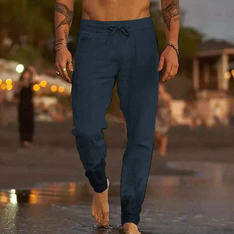 Stijlvolle casual herenbroek met comfortabele elastische taille en trekkoord, perfect voor dagelijkse outfits.