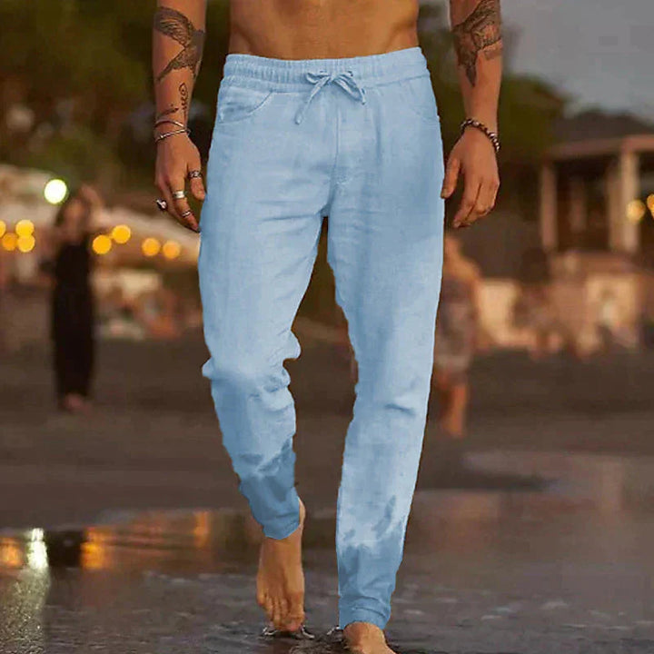 Heren vrijetijdsbroek met trekkoord en elastische taille voor een relaxte pasvorm en ultiem comfort.