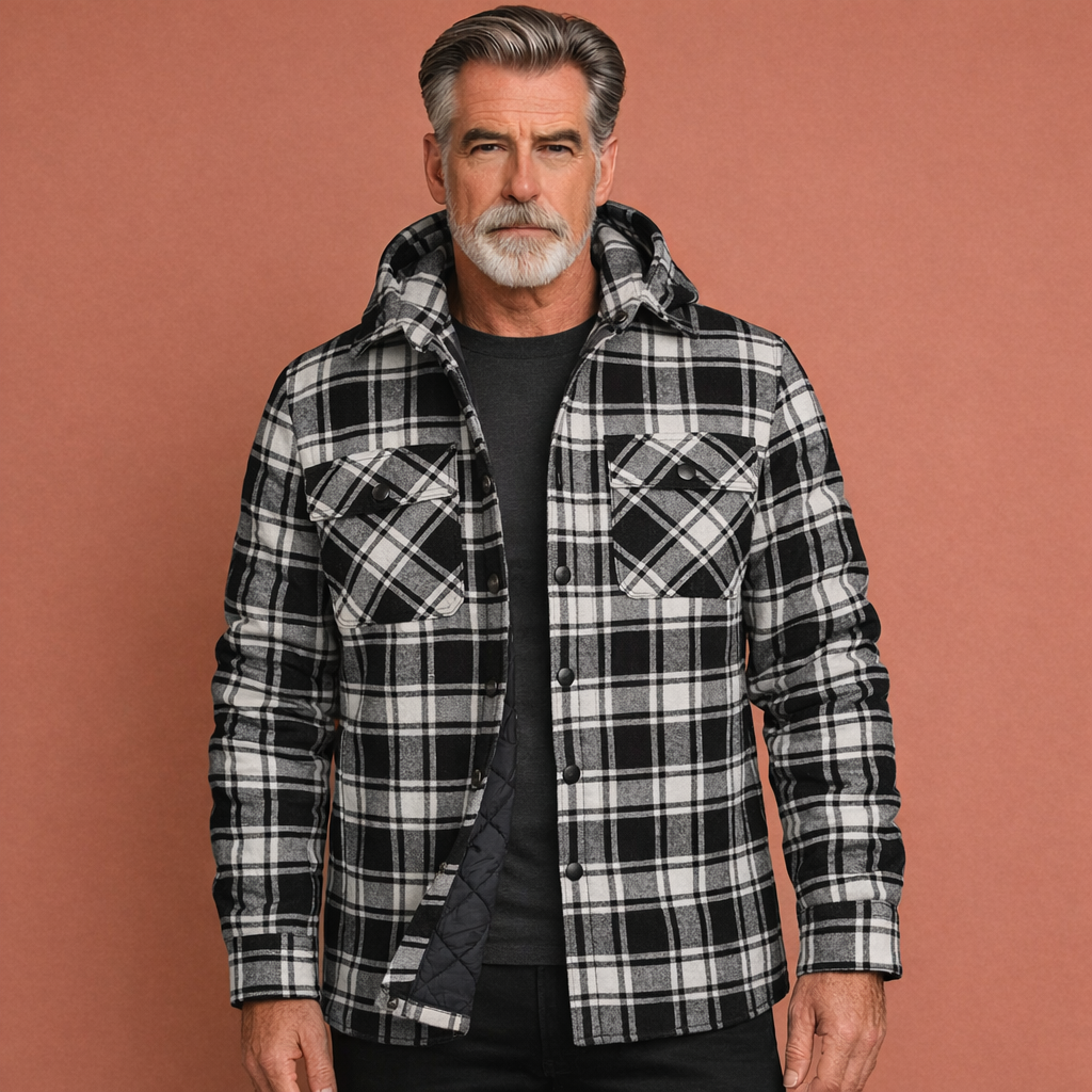 Veelzijdige heren geruite overshirt jas, perfect als laagje overdag of 's avonds.