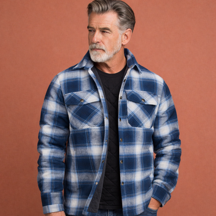 Heren geruite overshirt jas: stijlvolle bovenkleding die warmte en comfort biedt.