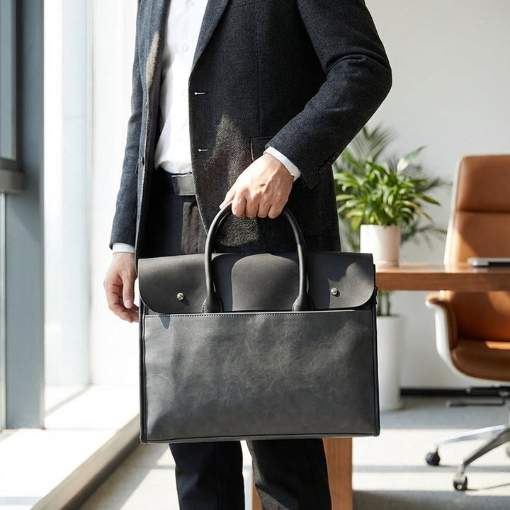 Stijlvolle heren laptoptas van PU leer voor 14 inch laptop. Perfect voor zakelijk gebruik en werk.