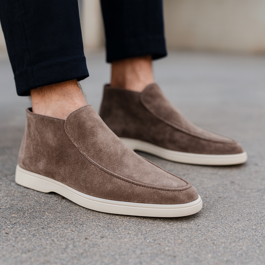Nette casual heren loafers, verkrijgbaar in zwart, bruin en grijs, met comfortabele verhoogde zool.