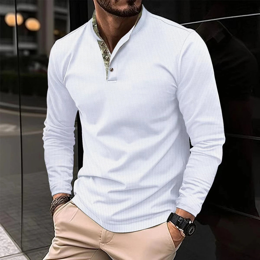 Trendy heren polo met opvallende gekleurde kraag. De Noah polo combineert stijlvol met comfort voor herenmode.