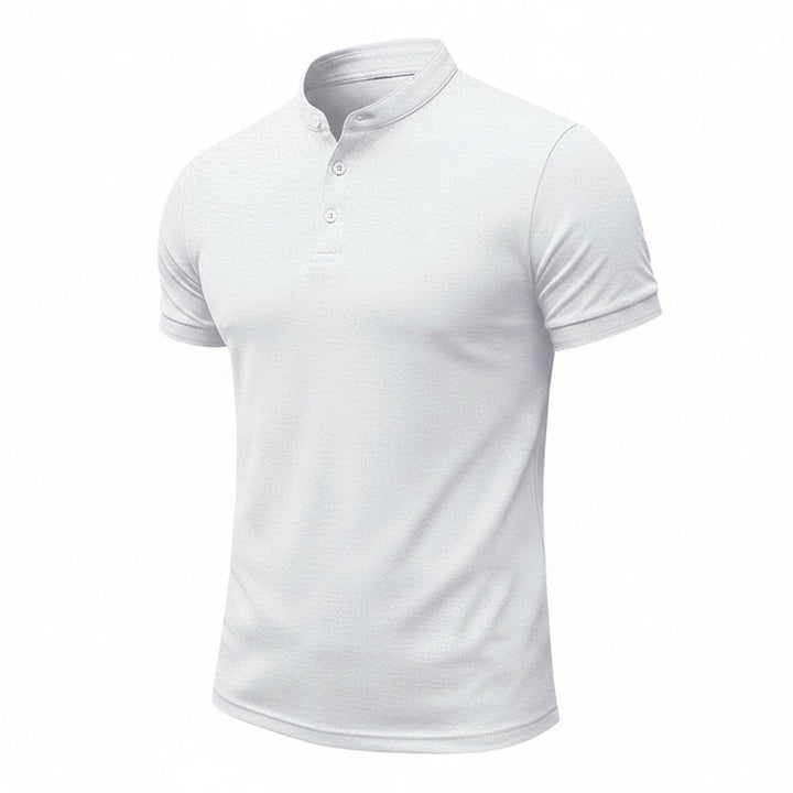 Stijlvolle heren polo met staande kraag en slim fit pasvorm, ideaal voor een moderne casual look.