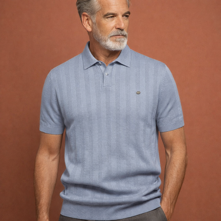 Comfortabele heren merinowol polo met ademende knit. Perfect voor zowel casual als smart-casual gelegenheden.