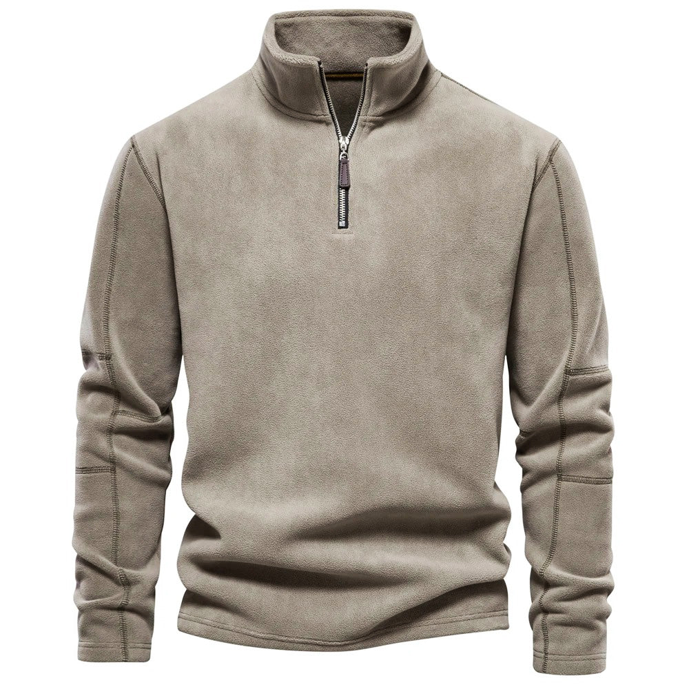 Stijlvolle heren pullover met halve rits in beige. Ideaal voor herfst en winter, casual en comfortabel.