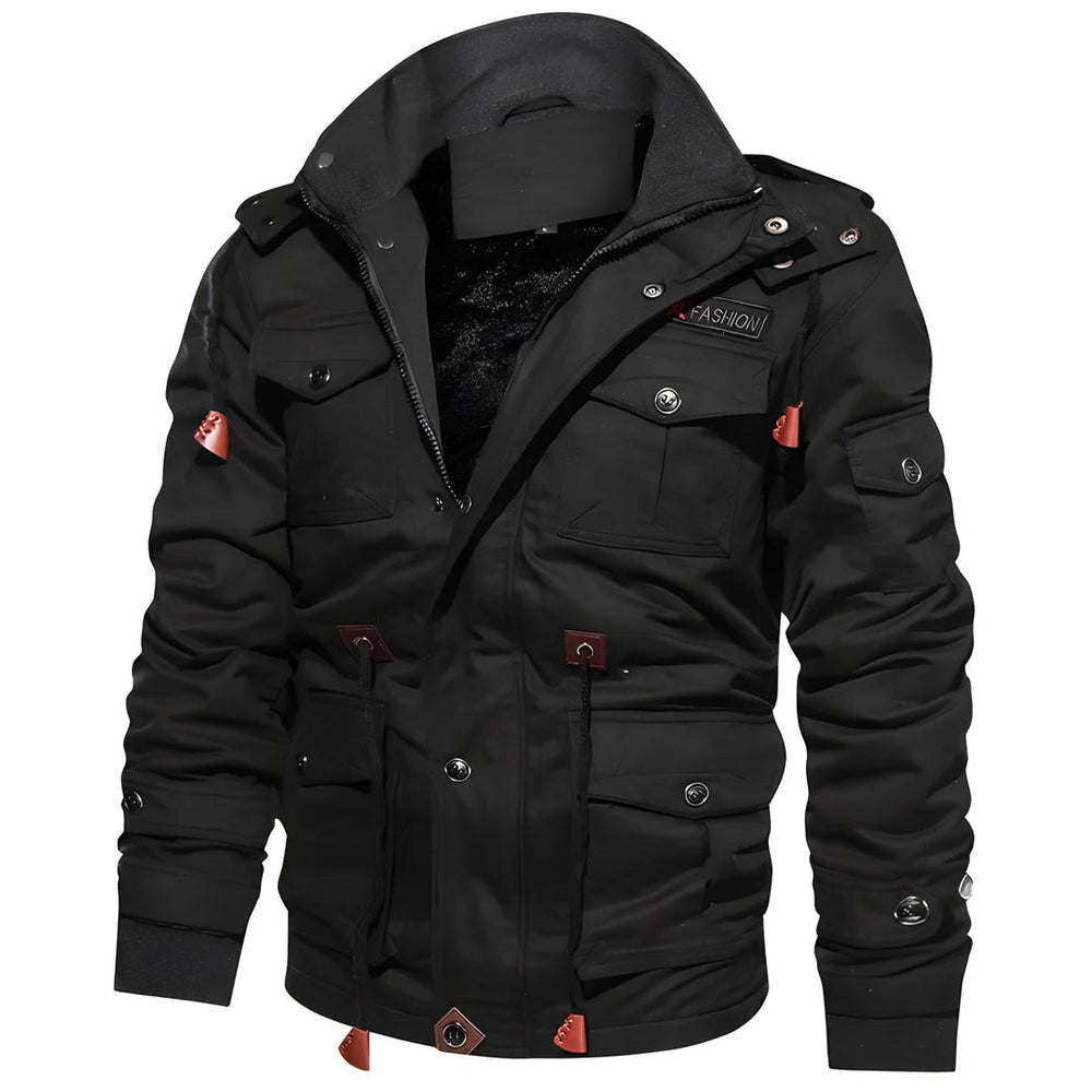 Heren winterjas met robuuste dubbele sluiting voor extra warmte en bescherming tegen wind, perfect voor outdoor.