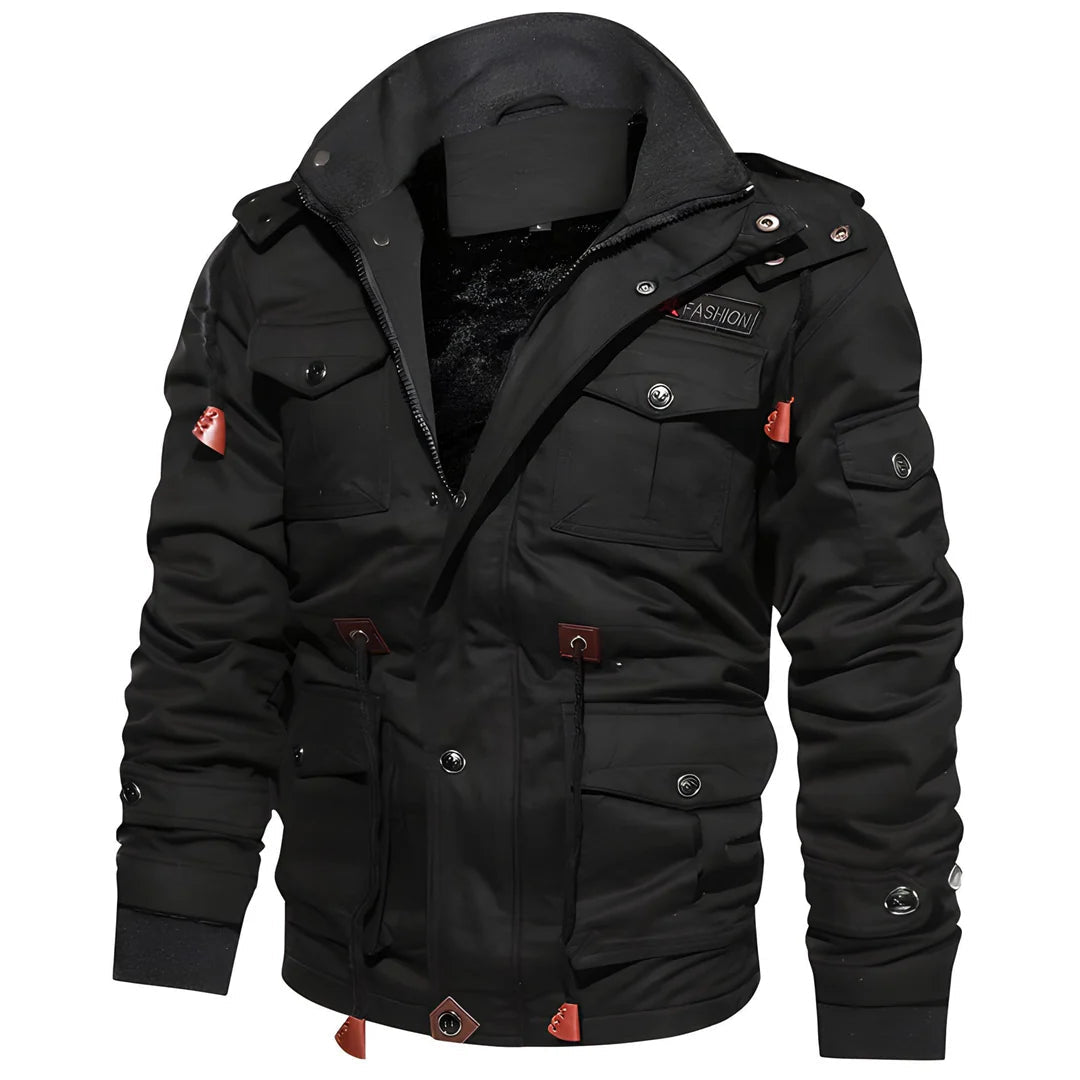Heren winterjas met robuuste dubbele sluiting voor extra warmte en bescherming tegen wind, perfect voor outdoor.