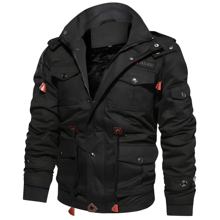 Heren winterjas met robuuste dubbele sluiting voor extra warmte en bescherming tegen wind, perfect voor outdoor.