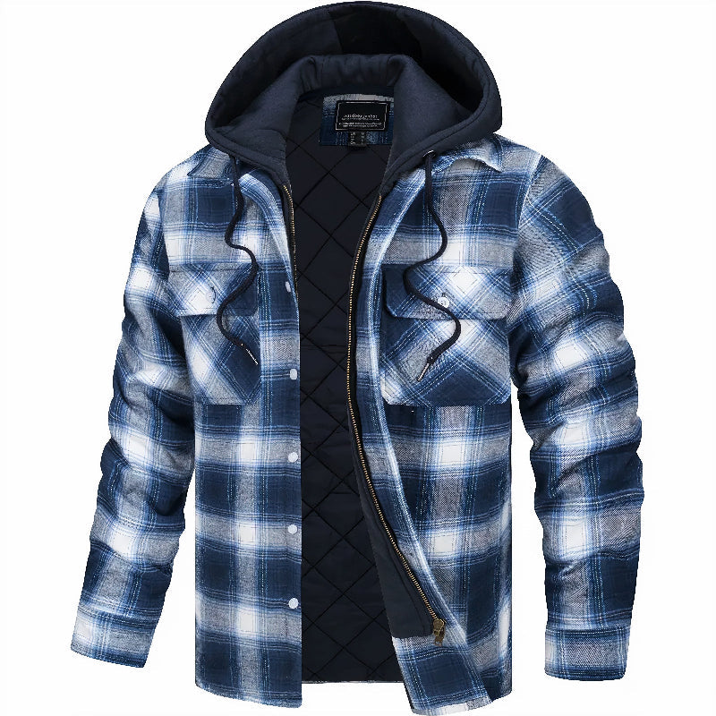 Elegante heren winterjas met subtiel ruitpatroon, een stijlvolle keuze voor herenmode.