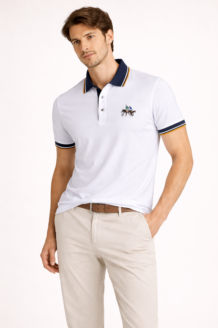 Ademende herenpolo met korte mouwen voor een comfortabele zomerstijl. Dit poloshirt is stijlvol en casual.