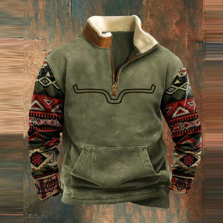 Stijlvolle herenpullover met halve ritssluiting, perfect voor een casual maar modieuze look. Comfortabele vrijetijdskleding.